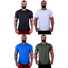 Kit 4 Camisetas Tradicional MXD Conceito Dry Fit 90% Poliéster 10% Elastano UV50+ MultiFresh Liso
