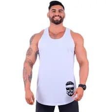 Regata Longline Masculina MXD Conceito Estampa Lateral Caveira Estilosa Estampas
