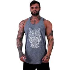 Regata Longline MXD Conceito Águia Coruja Letreiros Academia Musculação Casual Estampas