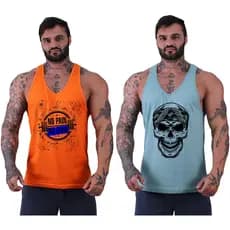 Kit 2 Regatas Cavadas Masculino MXD Conceito Treino Fitness Exercício Físico Dia-a-Dia No Pain No