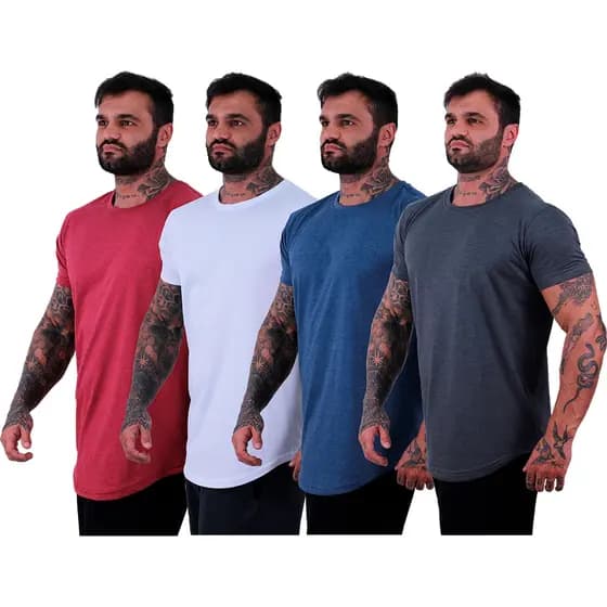 Kit 4 Camisetas Longlines MXD Conceito Estampa Lisas Casual Exercicio Fisico Cores Variadas