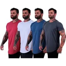 Kit 4 Camisetas Longlines MXD Conceito Estampa Lisas Casual Exercicio Fisico Cores Variadas
