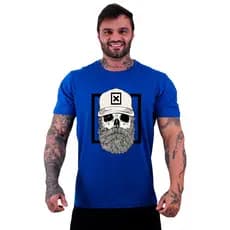Camiseta Tradicional Masculina MXD Conceito Malha 30.1 Penteada Caveira Boné Moda Lazer Treino
