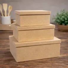 Caixa MDF Cru com Tampa Organizadora Empilhável 3 Tamanhos P M G Ideal para Kit Presente e Decoração