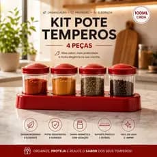 Kit Porta Temperos 4 Peças 100ml Suporte Organizador Porta Condimentos Herméticos Cozinha Ercaplast