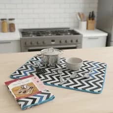 Kit 2 Panos de Prato Azul e Preto Absorventes Para Cozinha Louça Limpeza Dia a Dia