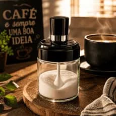Açucareiro De Vidro Com Tampa e Colher Dosadora Interna Porta Açúcar Temperos Cozinha Café Wolff