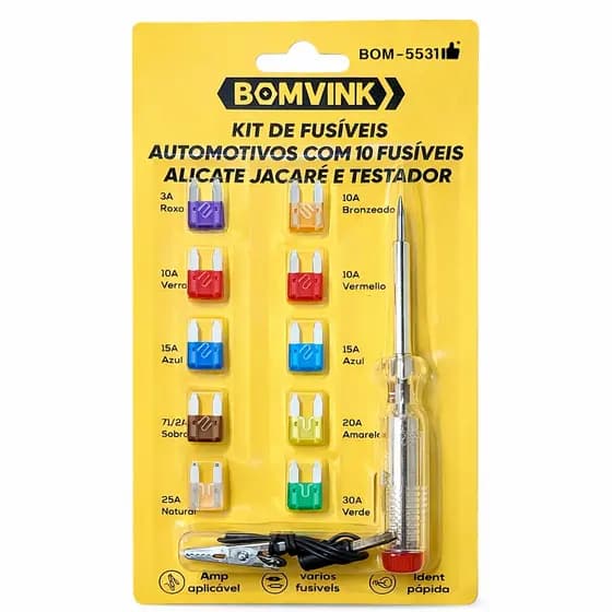Kit Fusiveis Automotivo COM CHAVE DE TESTE BOM-5531