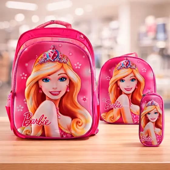 Kit Grande Mochila Estojo Lancheira 3D Rodinha Infantil
