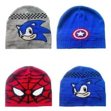Touca de Lã Infantil Sonic Homem Aranha Stitch Hulk Super Homem Mickey Gorro Quente Super Herói Criança