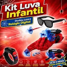 Brinquedo Infantil Super-Herói: Relógio Digital Prova D'agua + Óculos + Luva Lança-Teia Homem-Aranha, Estilo e Diversão