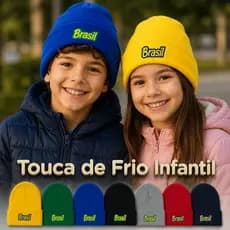 Touca Infantil Brasil Gorro de Frio Quentinho Inverno Outono Copa 2026 Menino Menina Adulto Unissex