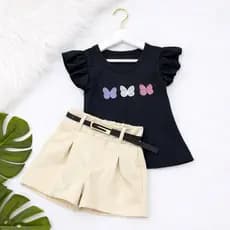 Kit 3 peças Conjunto de menina infantil moda tendencia conjunto short e blusa infantil primavera verao