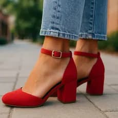 Sandália Feminina de Salto Bloco Fechada com Fivela Estilo Sapato Feminino Salto Grosso – Conforto e Elegância