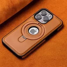 Nova Capa De Couro Resistente A Choques Para iPhone 16 15 14 13 12 11 Pro Max Original Com Suporte Embutido Magsafe