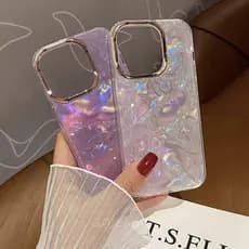 Luxo Laser Brilhante Sete Cores Capa De Design De Concha Dos Sonhos iPhone 16 15 12 13 11 14 Pro Max Transparente
