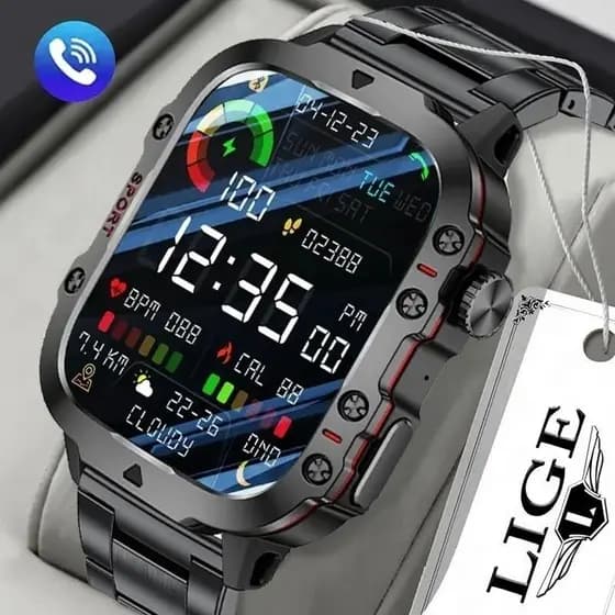 Novo estilo esporte relógio impermeável relógio inteligente homens impermeável bluetooth chamada 420mAh ip68 saúde monit