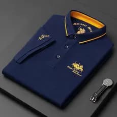 Novo estilo de Polo de verão, 2024, camisa Polo bordada de manga curta masculina, Polo de lapela Casual de negócios de a