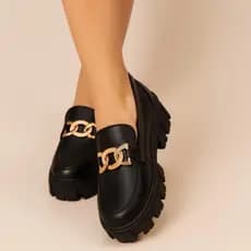 Mocassim Feminino Tratorado Oxford Tendência Chunky Plataforma 2025