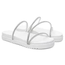 Sandália Feminina Birken Rasteira Confortavel Plataforma Brilho