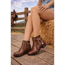 Bota Feminina Zíper Conforto Cano Baixo Saltinho Feminina Botinha pro Frio