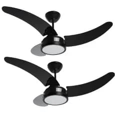 Kit 2 Ventiladores De Teto 3 Pás Silêncioso Cor Preto 127V