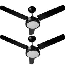 Kit 2 Ventiladores De Teto Tron Ametista Max Led 3 Pás Preto 127v