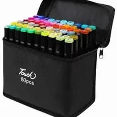 Canetinhas Coloridas Ponta Dupla Estojo 60 Cores Kit Bolsa Estojo Para Colorir Conjunto Canetas Marcadores Permanente