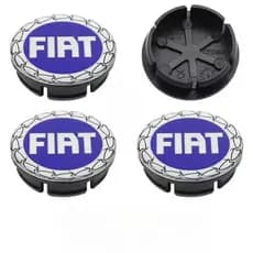 Kit Calotinha Fiat Centro De Roda Emblema 49,6mm Logo Azul