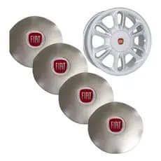 ogo 4 Calota Fiat Marea Sedan Gota Red Centro Tampa Roda Prateado