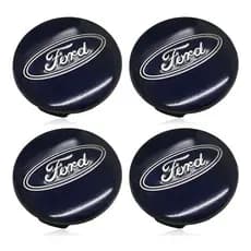 Kit 4 Calotinhas Ford Centro Roda Focus Fiesta 55mm Azul