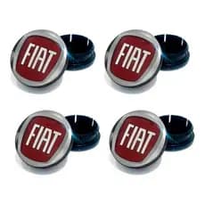 Jogo 4 Calota Centro Miolo Roda Fiat Grand Siena Vermelho