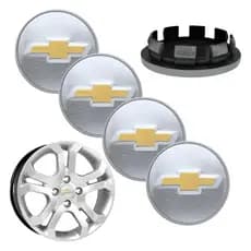 Kit Calotinha Centro De Roda Onix Agile Sonic Emblema Gm 51mm Prateado
