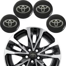 Jogo 4 Emblema Toyota Preto 55mm Logo Adesivo Roda Calota