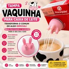 Tampa Vaquinha Para Caixa de Leite 4 Furos Dispenser Divertido Reutilizável Acessório Cozinha Cow