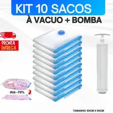 Kit 10 Saco À Vacuo 50x60cm Otimização De Espaço + Bomba Sucção Organizador de Roupas e Viagem