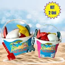Kit 2 Balde de Praia Baldinho de Praia Castelo de Areia Castelinho de Areia Brinquedo de Verão Brinquedo de Praia