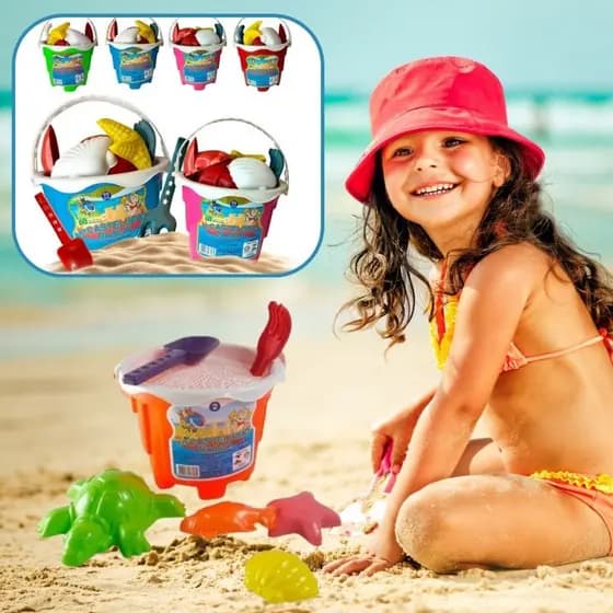 Balde de Praia Baldinho de Praia Castelo de Areia Castelinho de Areia Completo Brinquedo de Verão  Brinquedo de Praia