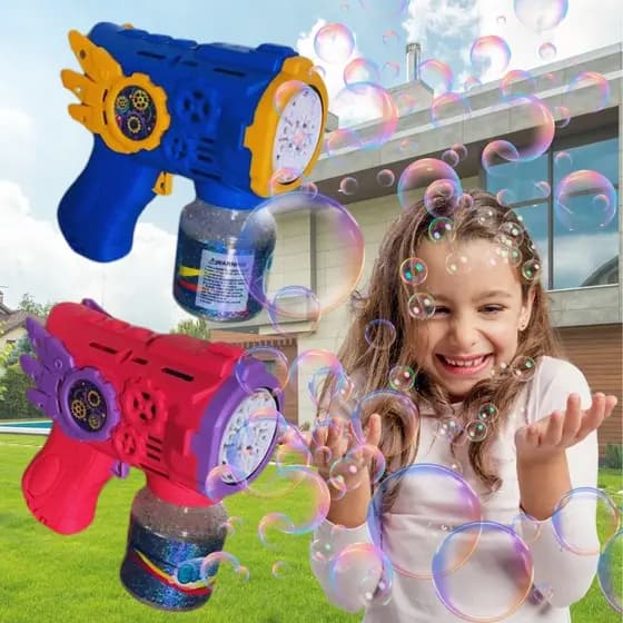 Brinquedo Lança Bolhas Pistola Lança Bolhas Lança Bolhas de Sabão com 12 Furos Led Brinquedo Arminha de Bolhas