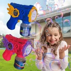 Brinquedo Lança Bolhas Pistola Lança Bolhas Lança Bolhas de Sabão com 12 Furos Led Brinquedo Arminha de Bolhas