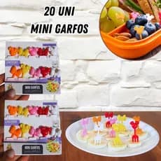 20 Uni Mini Garfos Infantil Lancheira Colorida Para Petisco Minnie Garfinhos Criança