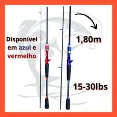 Vara Para Carretilha Fibra de carbono 1,80m 15-30LBS - 2 Partes Pesca Esportiva Pesqueiro