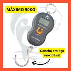 Balança Digital 50Kg ALBATROZ para Pesagem de Pesca Mala Bagagem de Mão Gancho Inox