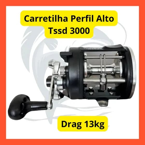 Pesca Esportiva Carretilha Perfil Alto Tssd 3000 Drag 13kg Anti Reverso