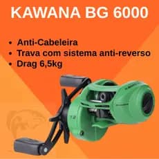 Carretilha 6 Rolamentos Kawana BG 6000 Anticabeleira Drag 6,5kg Pesca Esportiva Pesqueiro