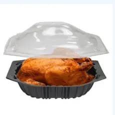 Bandeja para frango assado base preta capacete de frango c/10 unidades Ciclovac
