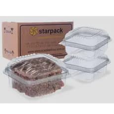 300 Un Embalagem Mini Doce Quadrada Starpack 130ml Tampa Articulada Delivery Confeitaria Docinho