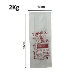 500 Sacos P/ Pastel 2kg - Barreira - com Barreira para Gordura