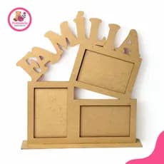 Porta-Retrato Família em MDF – Recorte a Laser | Para 3 Fotos 10x15 | Decoração com Amor