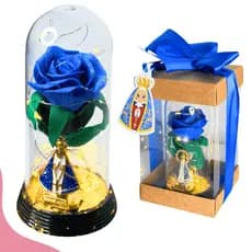 Cúpula Nossa Senhora com Rosa e LED | Presente Religioso | Decoração Católica
